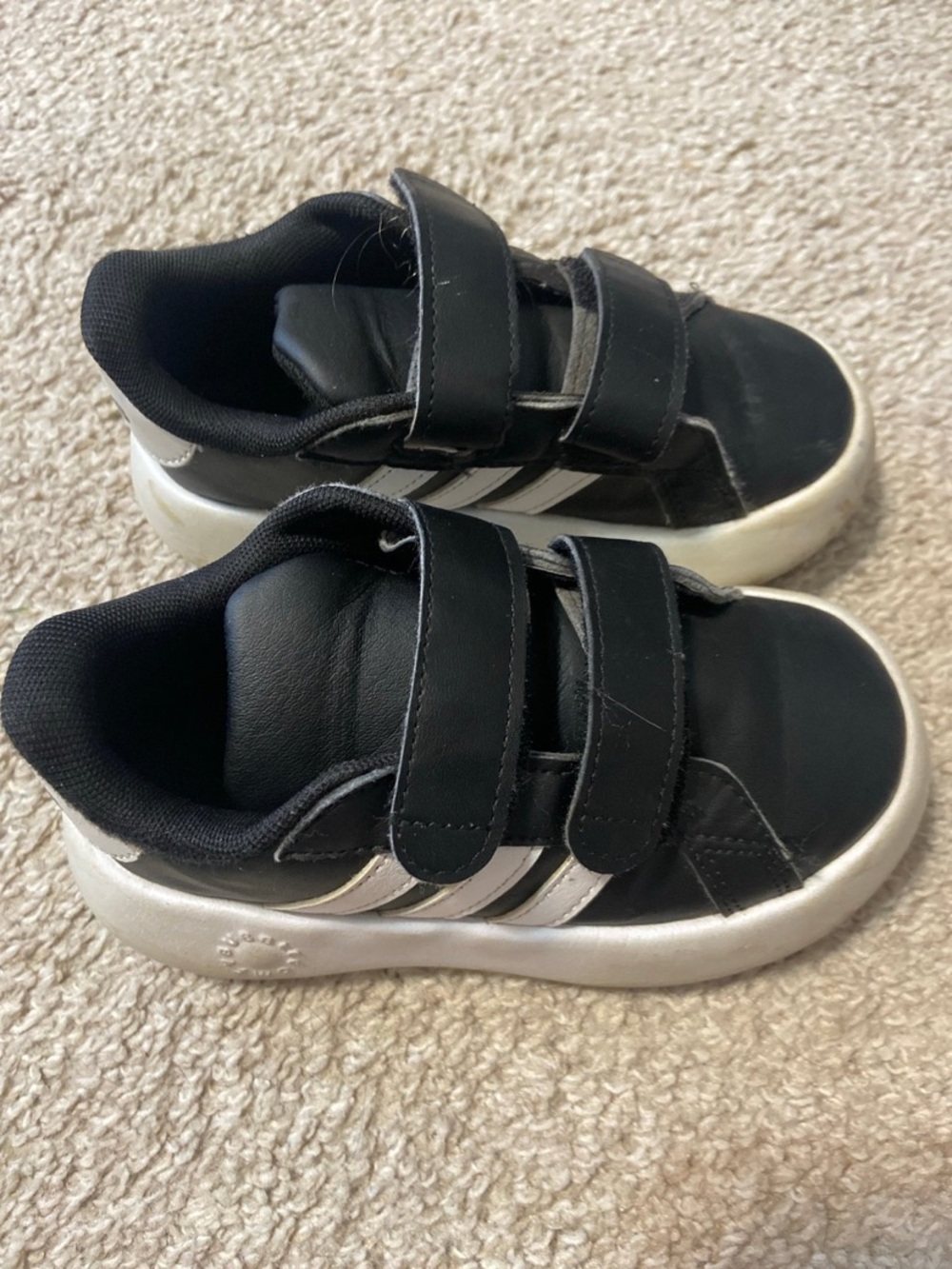 adidas Black and White Kids Velcro Sneakers